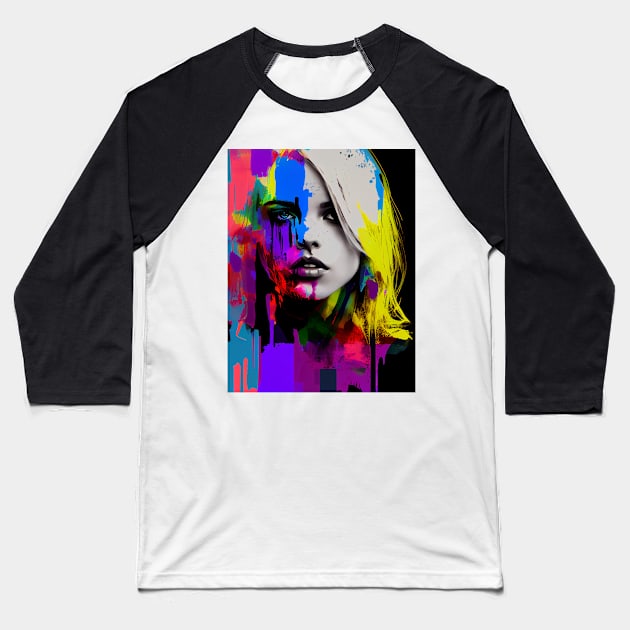 Modern woman in pop-art style portait Baseball T-Shirt by loucaski